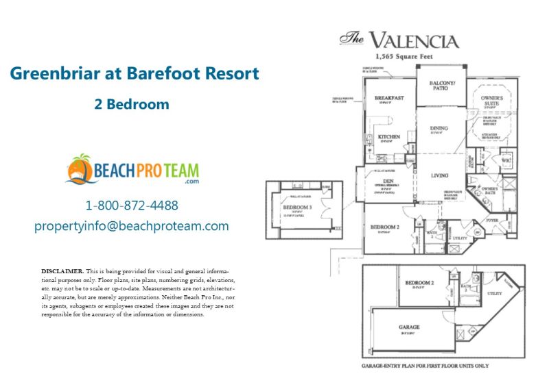 Barefoot Resort - Greenbriar Valencia Floor Plan - 2 Bedroom